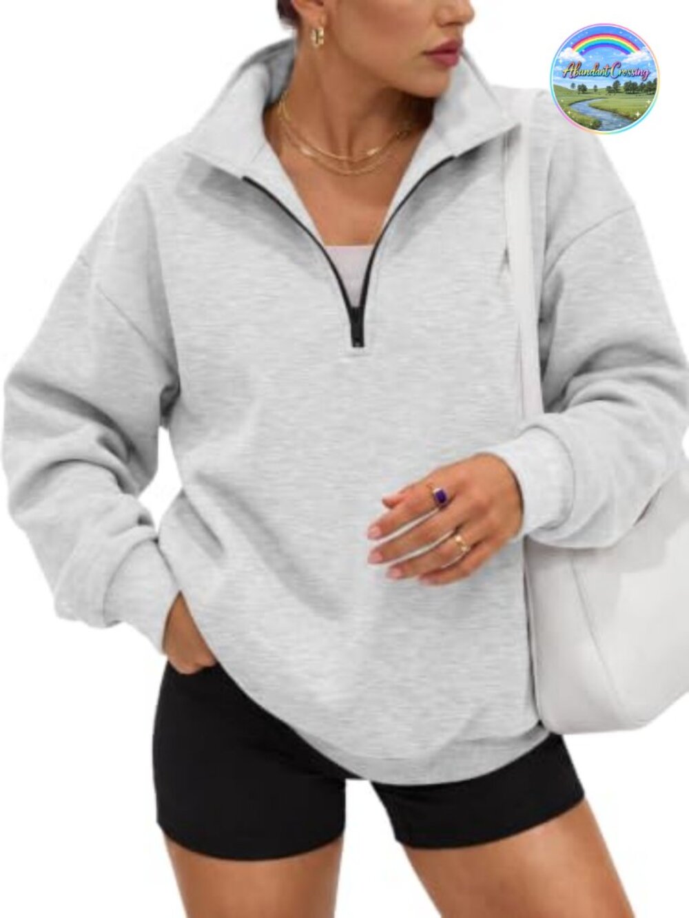 Oversized Half Zip Fleece Sweatshirt Cotton Polyester Mock Neck Pullover